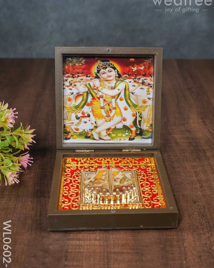 Paduka Prayer Box (Small) - Wl0602 Cow Krishna