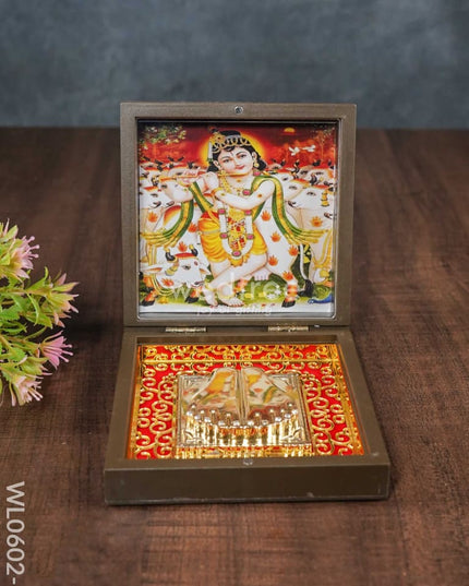 Paduka Prayer Box (Small) - Wl0602 Cow Krishna