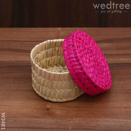 Palm Leaf Round Box - W3481 Return Gifts