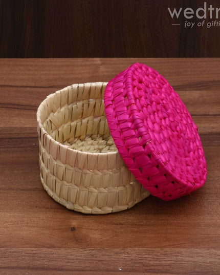 Palm Leaf Round Box - W3481 Return Gifts