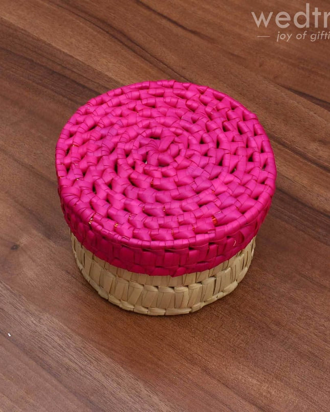Palm Leaf Round Box - W3481 Return Gifts