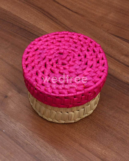 Palm Leaf Round Box - W3481 Return Gifts