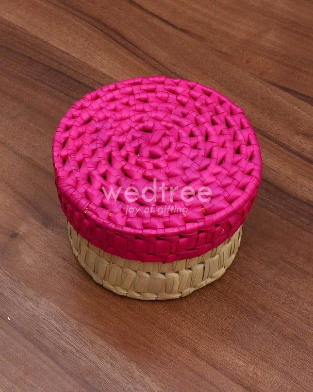 Palm Leaf Round Box - W3481 Return Gifts