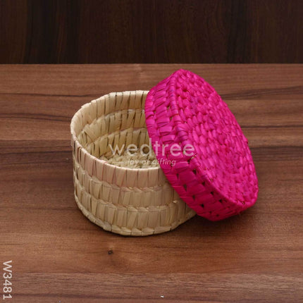 Palm Leaf Round Box - W3481 Return Gifts