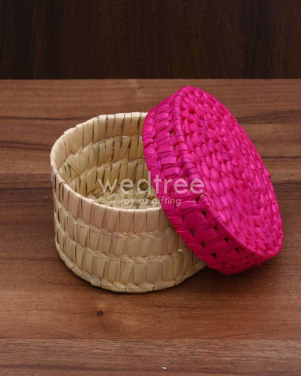Palm Leaf Round Box - W3481 Return Gifts