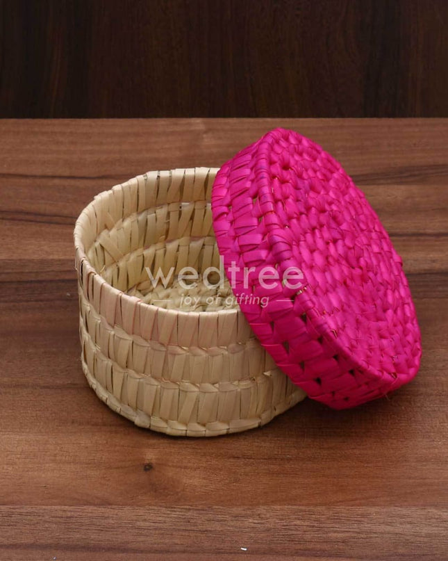 Palm Leaf Round Box - W3481 Return Gifts