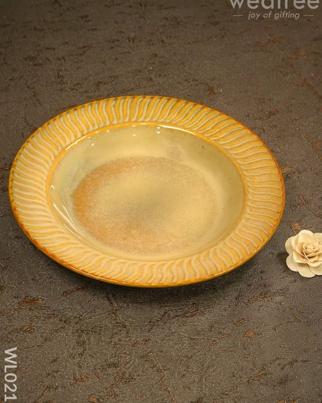 Pasta Plate - 8 Inch (Yellow & White) Wl0217 Ceramics
