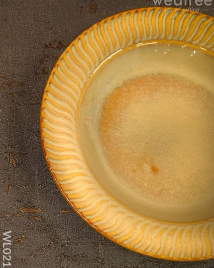 Pasta Plate - 8 Inch (Yellow & White) Wl0217 Ceramics