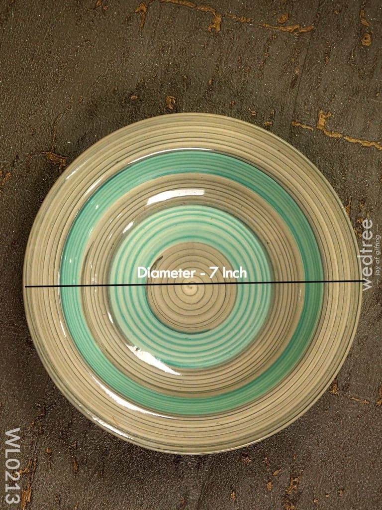 Pasta Plate (Small) - 7 Inch:  Light Green & Grey Wl0213 Ceramics