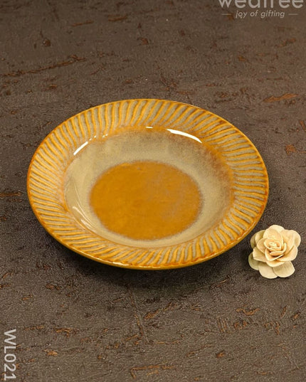 Pasta Plate (Small) - 7 Inch:  Yellow And White Wl0212 Ceramics