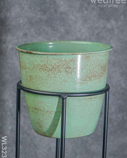 Pastel Green Planter Pot & Stand - Wl3234 Planters