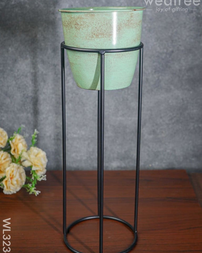 Pastel Green Planter Pot & Stand - Wl3234 Planters
