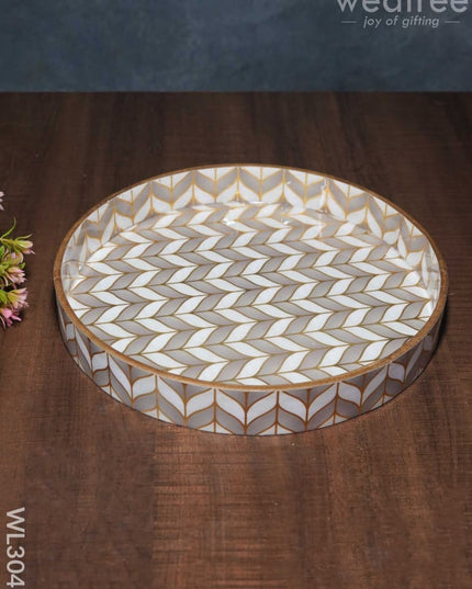 Pastel Green With Gold Digital Printed Tray - Set Of 2 Wl3047 Wooden Trays