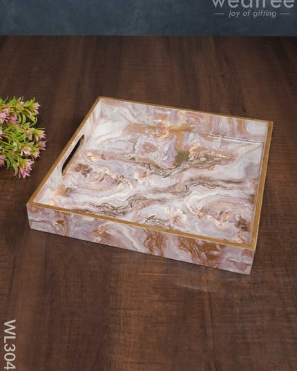 Pastel Pink Digital Printed Serving Tray - Set Of 3 Wl3042 Wooden Trays