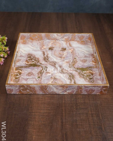 Pastel Pink Digital Printed Serving Tray - Set Of 3 Wl3042 Wooden Trays
