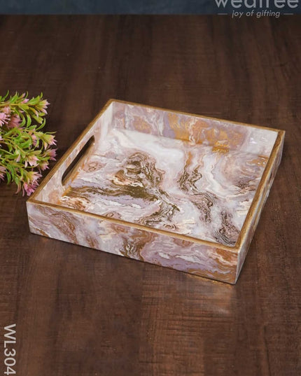 Pastel Pink Digital Printed Serving Tray - Set Of 3 Wl3042 Wooden Trays