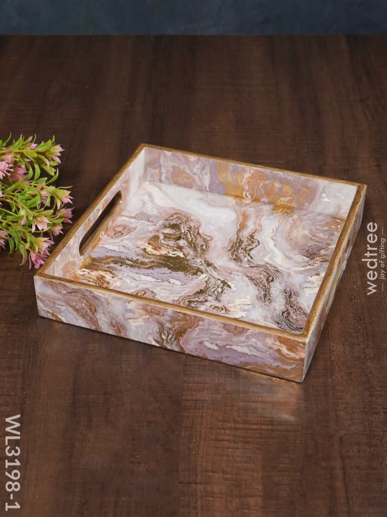 Pastel Pink Digitally Printed Serving Tray - Wl3198 Small Wooden Trays