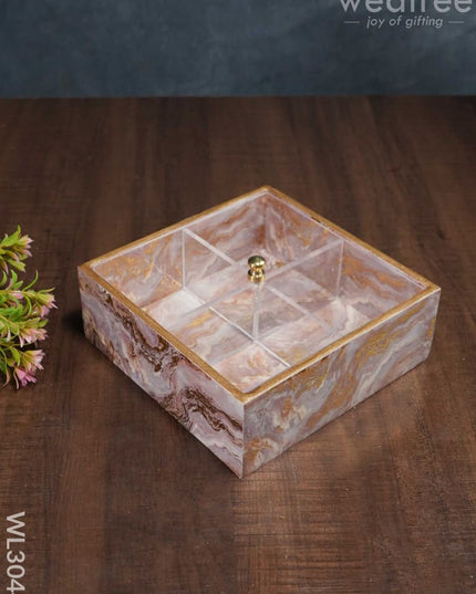 Pastel Pink Dry Fruit Box With Transparent Lid - Wl3044