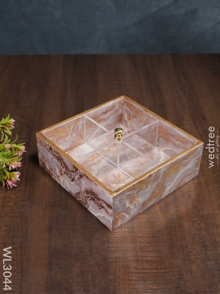 Pastel Pink Dry Fruit Box With Transparent Lid - Wl3044