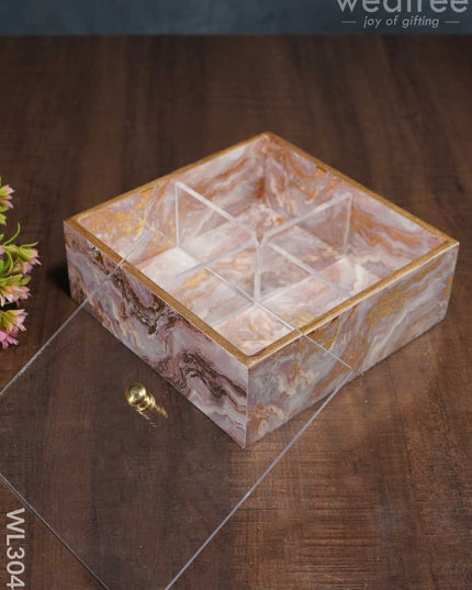 Pastel Pink Dry Fruit Box With Transparent Lid - Wl3044