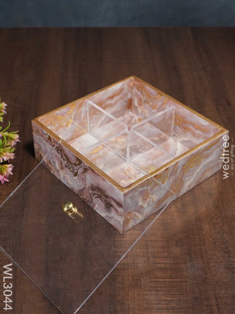 Pastel Pink Dry Fruit Box With Transparent Lid - Wl3044