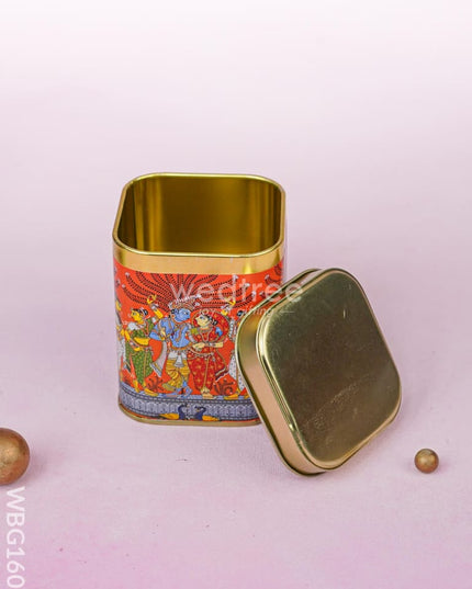 Pattachitra Printed Tin Box - WBG1609 Tin Jars & Boxes RG