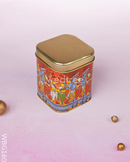 Pattachitra Printed Tin Box - WBG1609 Tin Jars & Boxes RG