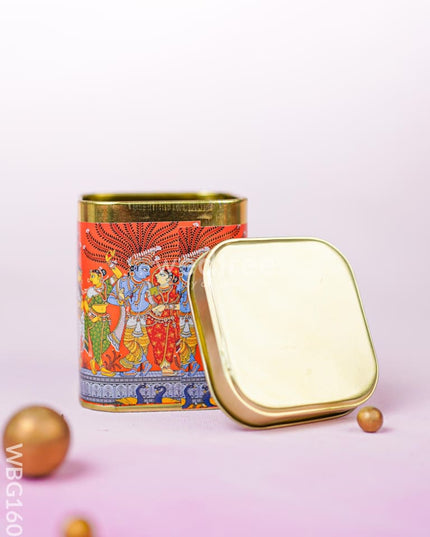 Pattachitra Printed Tin Box - WBG1609 Tin Jars & Boxes RG