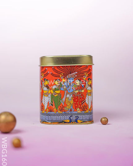 Pattachitra Printed Tin Box - WBG1609 Tin Jars & Boxes RG