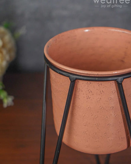 Peach Planter Pot & Stand - Wl3231 Planters