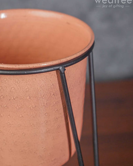 Peach Planter Pot & Stand - Wl3231 Planters