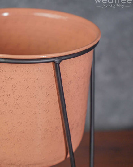 Peach Planter Pot & Stand - Wl3231 Planters
