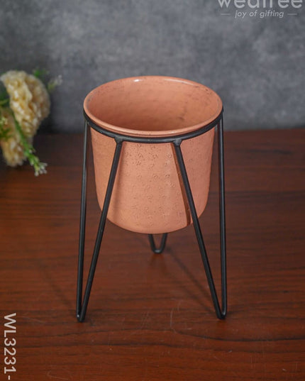 Peach Planter Pot & Stand - Wl3231 Small Planters