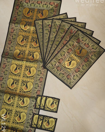 Peacock Design Cotton Table Cloth With Tea Coaster Covers - Wl1295 Dining Essentials