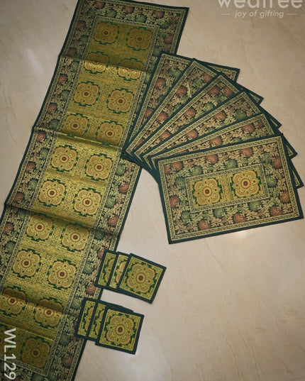 Peacock Design Cotton Table Cloth With Tea Coaster Covers - Wl1295 Dining Essentials