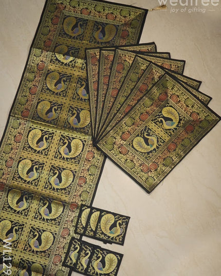 Peacock Design Cotton Table Cloth With Tea Coaster Covers - Wl1295 Dining Essentials