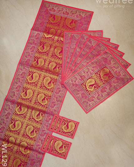 Peacock Design Cotton Table Cloth With Tea Coaster Covers - Wl1295 Dining Essentials