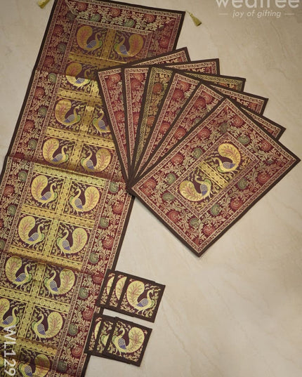 Peacock Design Cotton Table Cloth With Tea Coaster Covers - Wl1295 Dining Essentials