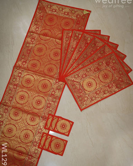 Peacock Design Cotton Table Cloth With Tea Coaster Covers - Wl1295 Dining Essentials
