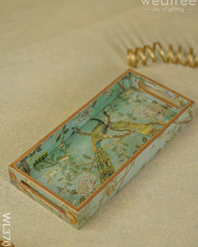 Digital Printed Peacock Tray - 11 X 5 Wl3709 Wooden Trays