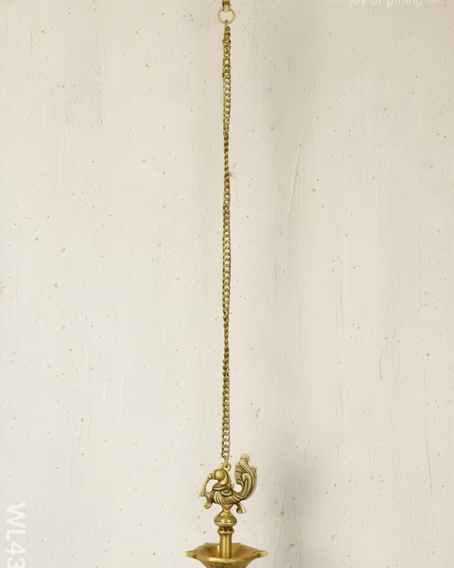 Peacock Hanging Five Face Diya - (Set of 2) - WL4364 - Brass Diya
