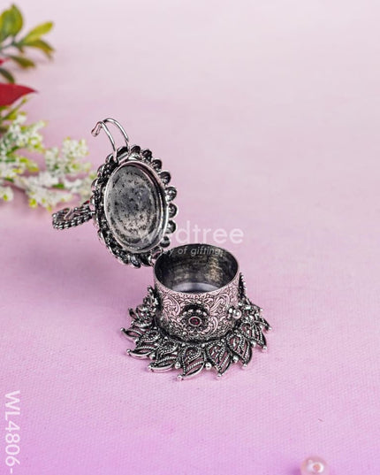 Peacock Kumkum Holder - 3 inch - Silver - WL4806-2 Divine Gifts