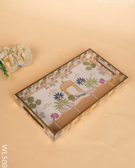 Digital Printed Peacock Tray - 13 x 7 inch - WL5009 Wooden Trays