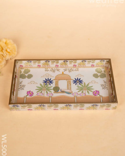 Digital Printed Peacock Tray - 13 x 7 inch - WL5009 Wooden Trays