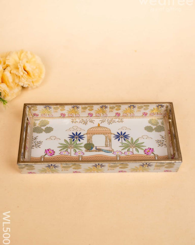 Digital Printed Peacock Tray - 11 x 5 inch - WL5008 Wooden Trays