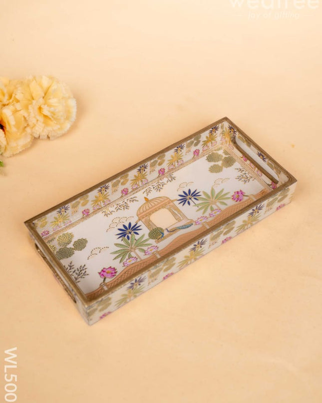 Digital Printed Peacock Tray - 11 x 5 inch - WL5008 Wooden Trays