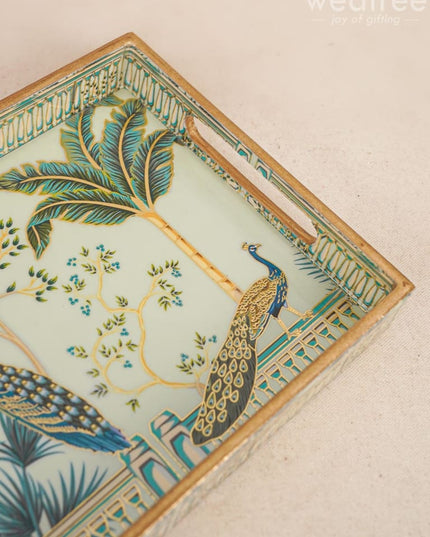 Digital Printed Peacock Tray - Wl4443 Wooden Trays