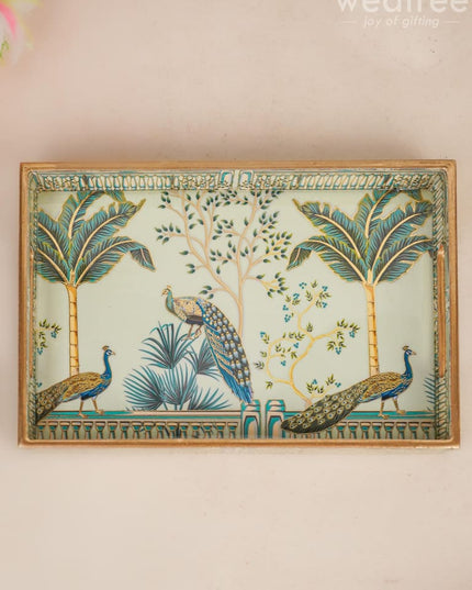 Digital Printed Peacock Tray - Wl4443 Wooden Trays