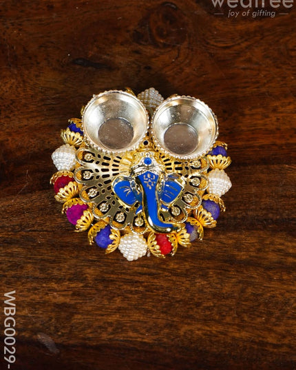 Pearl Ganesh Kumkum Holder - Wbg0029 2 Holders