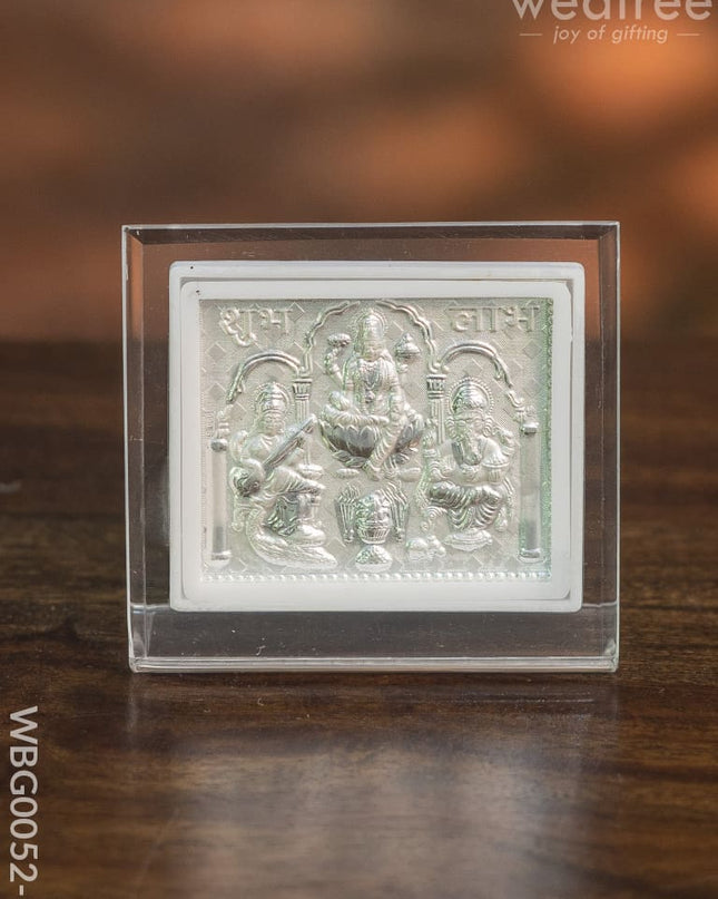 Photoframe With Stand Silver Plated - Lakshmi Ganesh Saraswathi Small Wbg0052-5 German Photo Frame